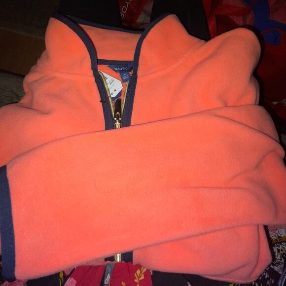 Nautica 1/4 Zip Long Sleeve Fleece Beautiful Orange Coral Color Womans M - Picture 2 of 9